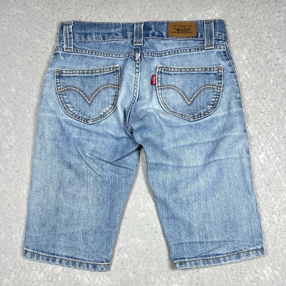 Levis Jean Shorts Womens Size 3 Blue Denim Pockets Inseam 12.5” - Picture 1 of 12